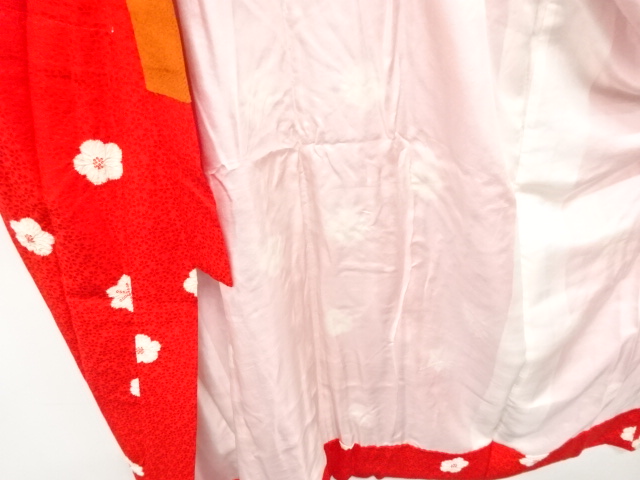  絞り　梅に楓模様　長襦袢